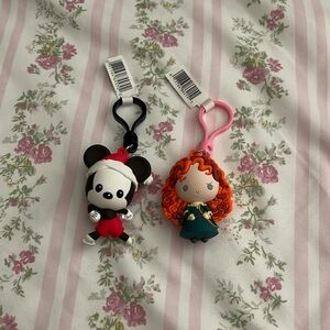 unused disney keychains | christmas mickey and merida | 2-3in